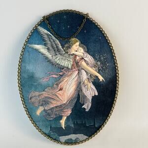 Victorian Style Angel and Child Gallery Graphics Metal Chain Flue Cover Decor